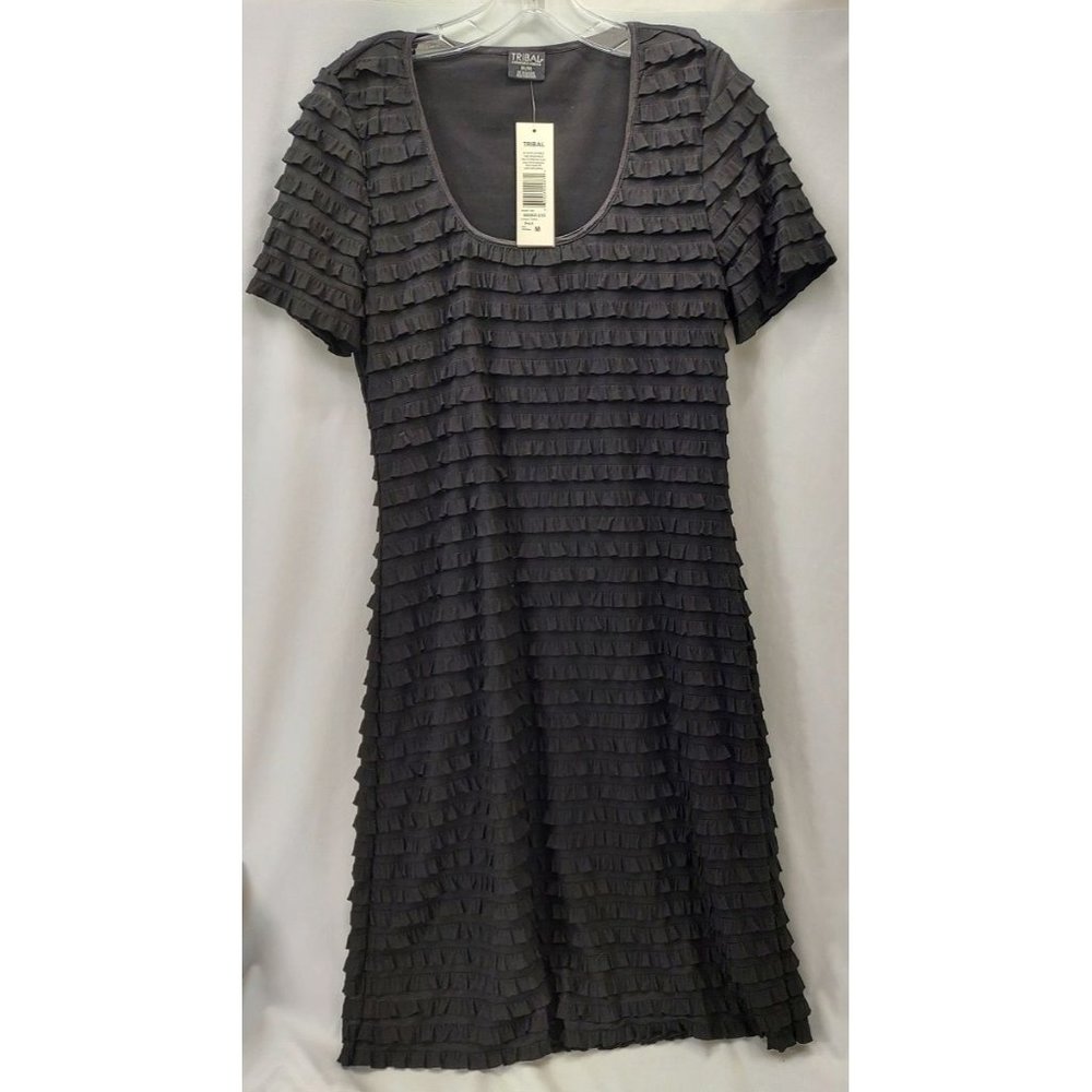 Tribal Medium Black Lightweight Stretchable Ruffle -J8